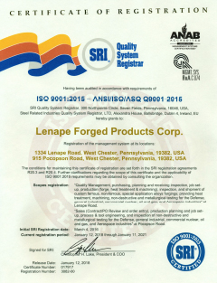 Certificate of Registration ISO 9001:2015 - ANSI/ISO/ASQ Q9001-2015 - Click for larger PDF version
